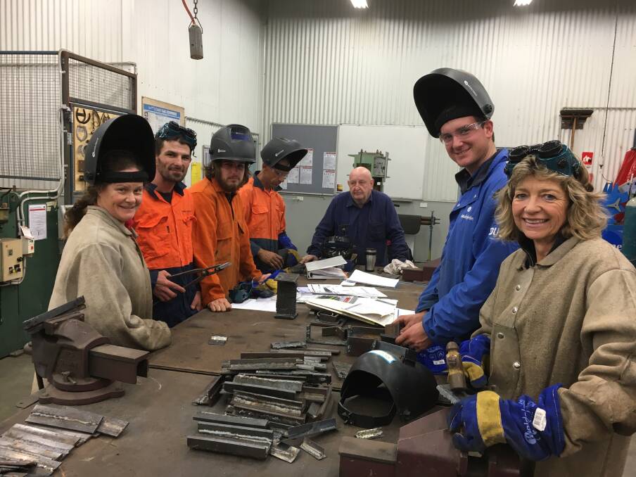 UPSKILLING: Participants in the Upper Hunter welding course, Nicola O'Driscoll, John Baker, Luke Hall, Damien Smith, TAFE instructor Kevin Hartcher, Lachlan Cheshire and Annie Rodgers. 