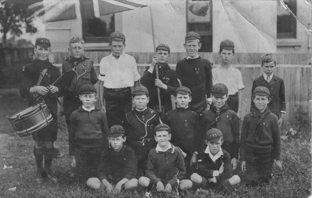 THEN: This is the oldest photo in existence of the cubs in 1928. Craig Clark, who is in the photo, also turns 100 in September this year. At the time, they met in the Drill Hall which is now the Willowgate Hall. 