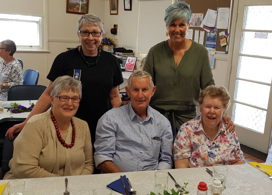 LUNCHEON: Back: Scone CWA president Lyn Tout and guest speaker Pauline Carrigan. Front: Dianne Chad, Charlie Goodworth and Val Goodworth. Photo: 