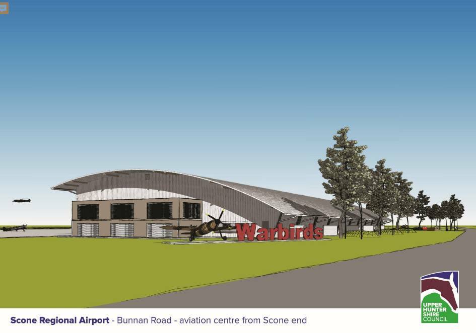 Scone Airport Warbirds Aviation Centre concept design. Photo: Upper Hunter Shire Council 