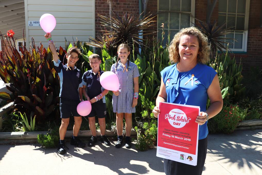 STAND UP: Members of the Upper Hunter Youth Council, William Officer, Yorke McInerney, Hallie Croucher, and Upper Hunter Shire’s Lead Youth Worker Vanessa Whitten are bringing awareness of bullying within schools and workplaces this month.