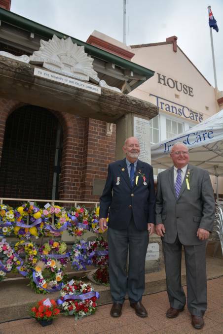  ANZAC DAY: Scone RSL Sub-Branch president Val Quinell and secretary George Clementson at the 2018 service in Scone.