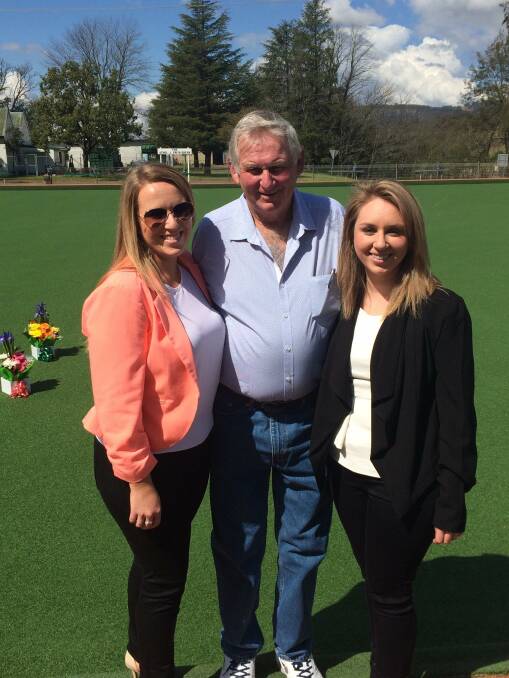 Kim, Danny and Rebecca Gallegos at Murrurundi Bowling Club about 12 months before Danny's diagnosis. 
