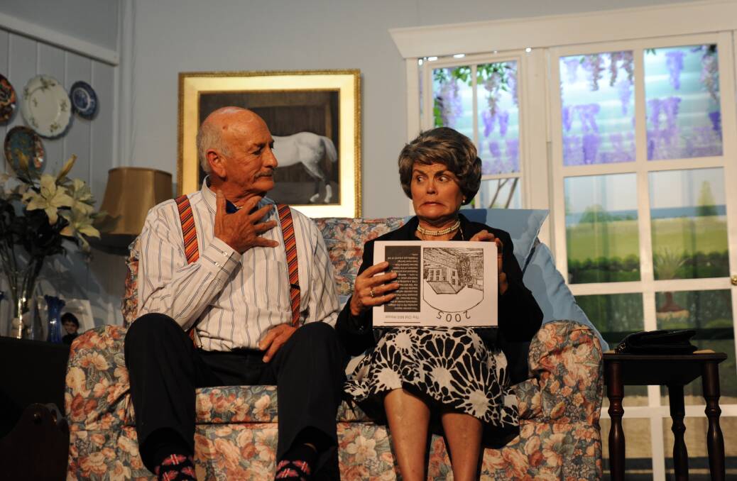Phil Tully and Marion McLoughlin in the Upper Hunter Mummer's 2015 Production of 'The Boobytrap'.