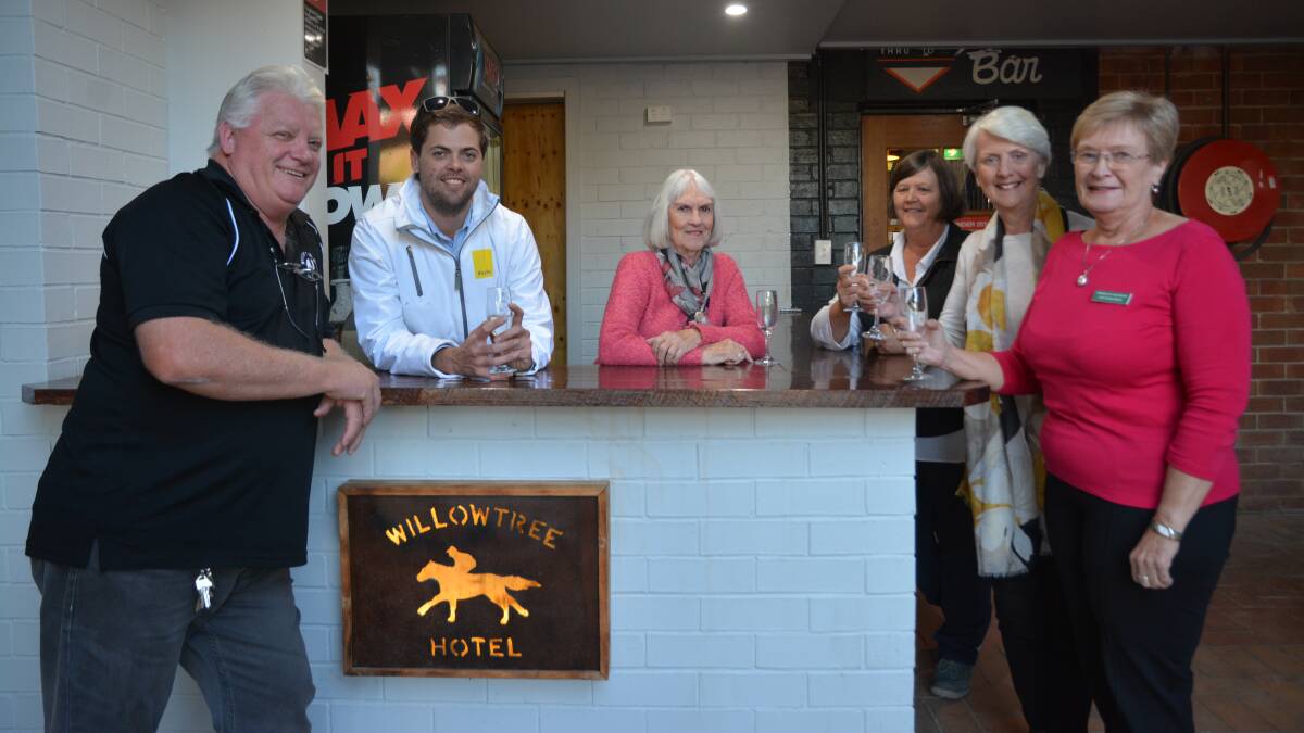 CHEERS: Willow Tree Hotel publican Ian Campbell, Ray White Scone's Mac Dawson with Friends of Strathearn committee members Sue Lewis, Janelle Birch, Virginia Mulcahy and Ann Beckenham.