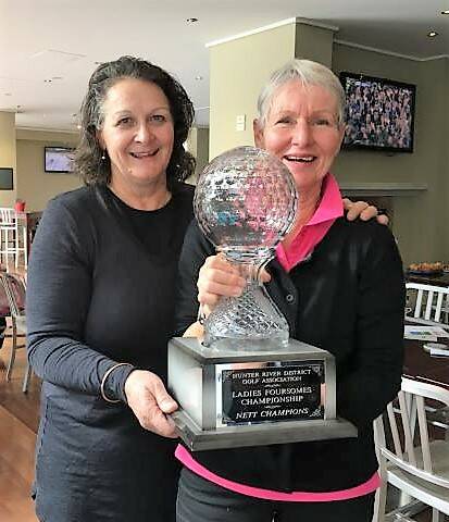 HUNTER CHAMPIONS: June Jukes and Annie Woods (Scone) Hunter River District Golf Association Foursomes Nett Champions 2018.