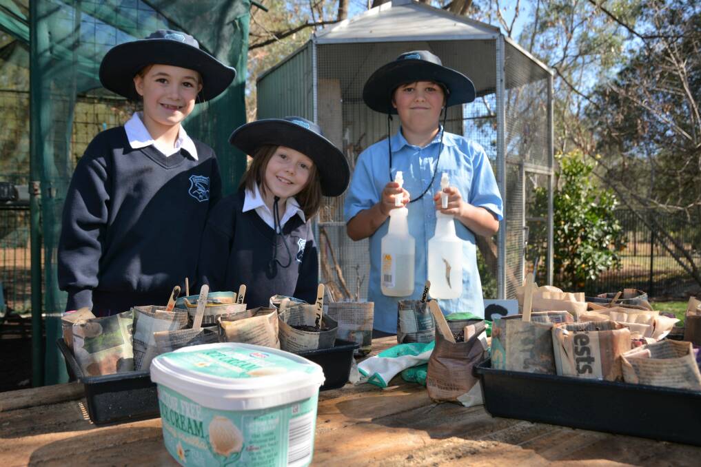 PLANTING: Murrurundi Public School students Gracie, Zoe and Jaylen helping bring life to their back garden patch.