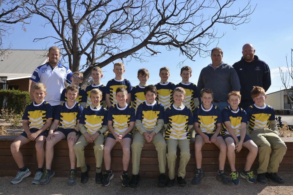 BOUND FOR STATE: Back: Scone Thoroughbreds Rugby League President Tom Hagan, Harry Warner, Blake Schmidt, Harry Faulkner, Josh Chopin, Lochie Hails, Charlie Mitchell, SGS Primary Rugby League assistant coach Brett Hails and coach Jason Croucher. Front: Dan Crowther, Matt Edwards, Hugo Firth, Angus Beard, Elliott Bull, Oliver Dart, Max Patterson, Hamish McRae and Harrison Baxter. Absent: Charlton Hall and Rourke Sharpe.