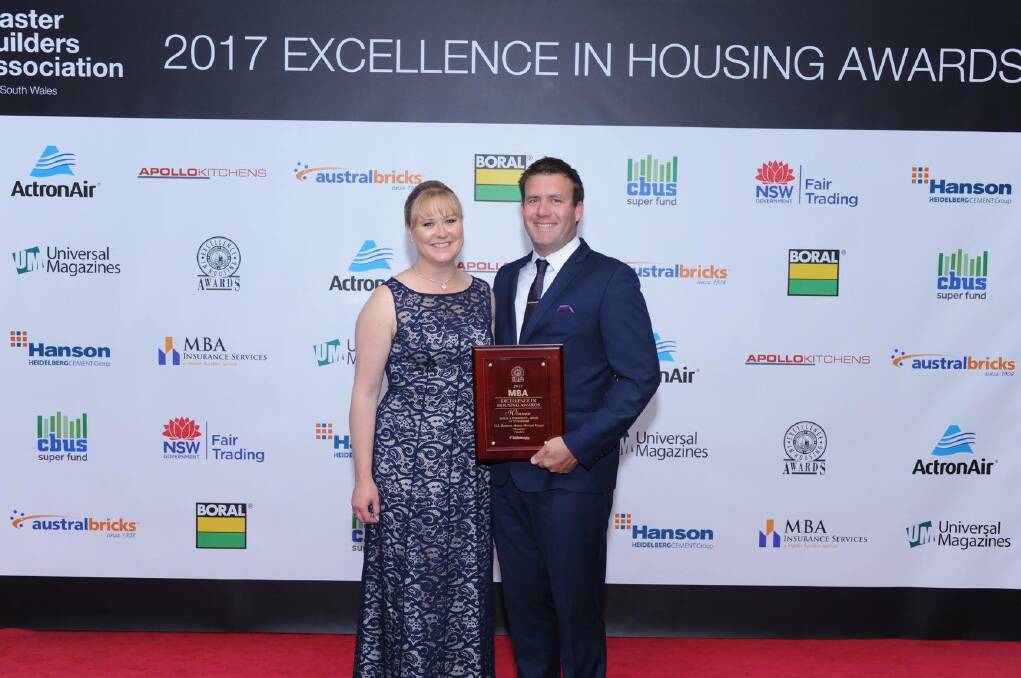 WINNERS: Scone duo Matthew and Paula Clark of G.J. Gardner Homes Hunter Valley took out the Design and Construct up to $500,000 category at the 2017 MBA NSW Excellence in Housing Awards in Sydney.