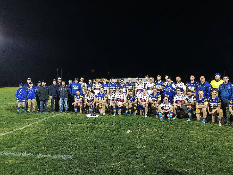 Scone and Muswellbrook teams at the conclusion of a great game. Photo: David Casson 