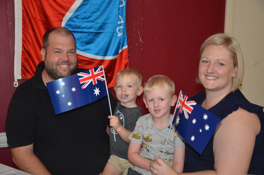 Amanda Johnston with her family at the 2018 Merriwa Australia Day awards ceremony.