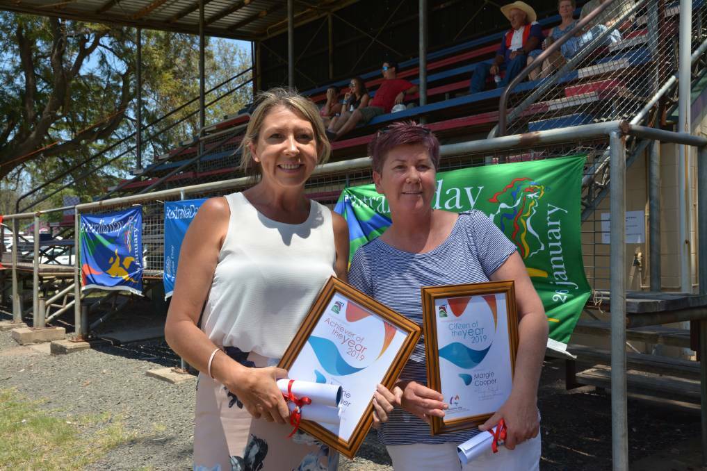 LOCAL LEGENDS: Achiever of the Year Justine Cooper and Citizen of the Year Margie Cooper at Murrurundis 2019 Upper Hunter Australia Day awards. 
