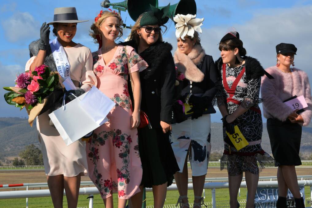 Best dressed lady Day one and two Scone Cup Carnival Jess Thei (left).