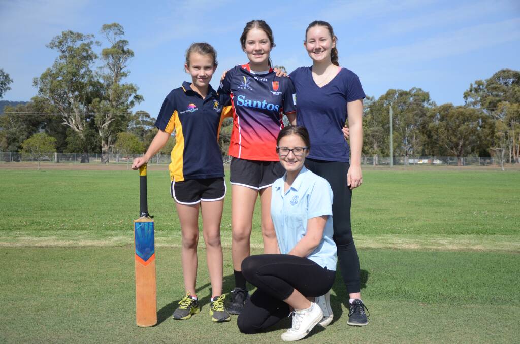 KEEN FOR CRICKET: Maddison Clydsdale, Bridget Burnette, Summer Burnette and Riley Brooks are all excited by the prospect of a girls's cometition in 2019/20.