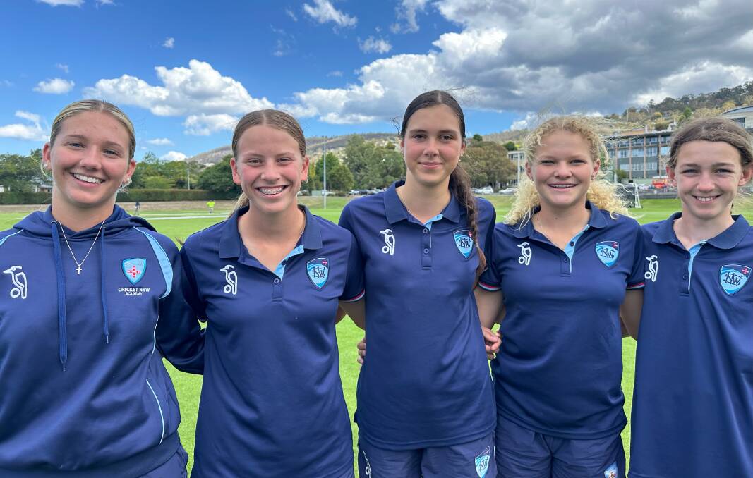 Greater Hunter Coast players, from left, Monique Krake, Caoimhe Bray, Molly Dare, Lane Jordan and Felicity Wharton represented NSW Country at the national under-16 titles in Hobart last week. Picture supplied
