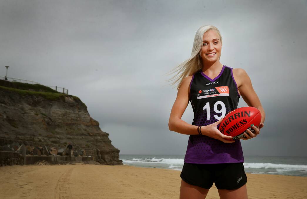 PIONEER: Nelson Bay's Pippa Smyth is leading the way for the Hunter's female AFL players, securing a contract with the GWS Giants for 2018. Picture: Marina Neil