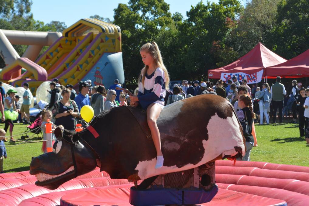 Holding on: Test your skills and enjoy a ride on the mechanical bull, just one of the many amusements at this year's fete.