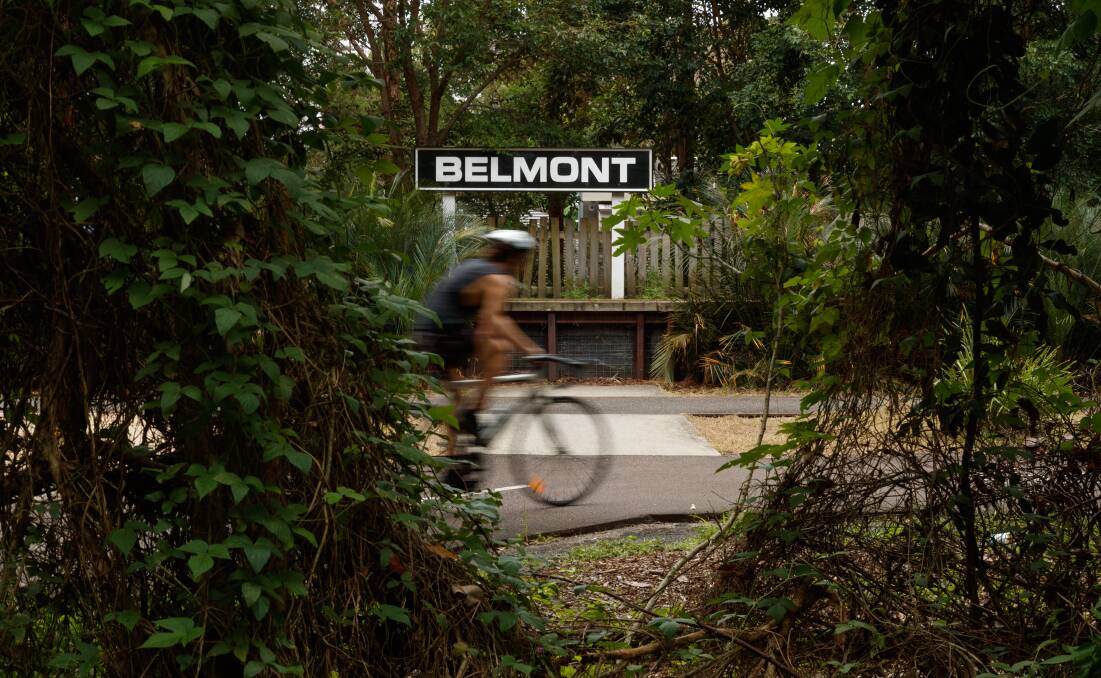 RAIL REVOLUTION: A cyclist on the track at Belmont.