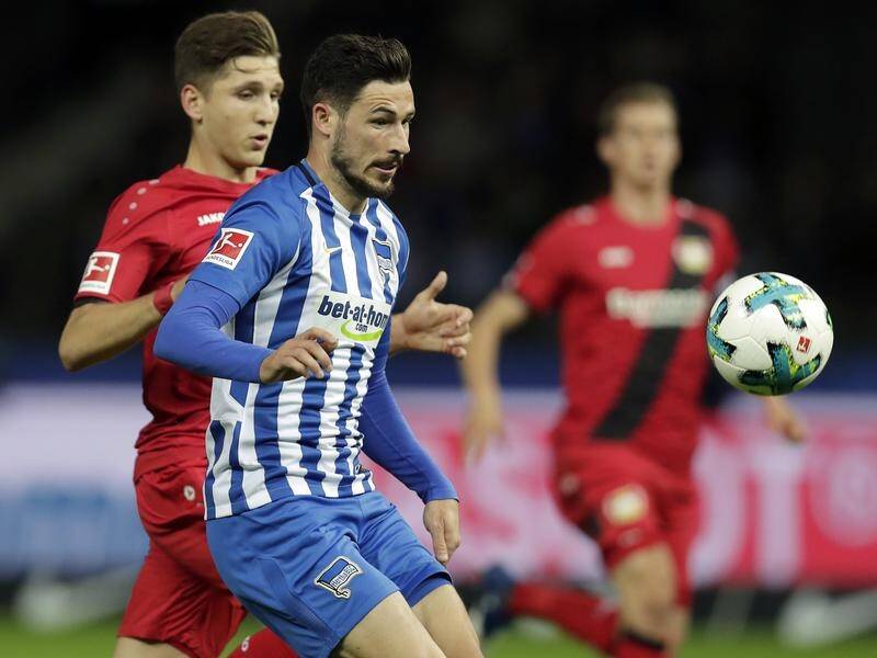 Mathew Leckie (front) is on the hunt for a new club after little game time with Hertha Berlin.