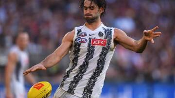 Collingwood ruck Brodie Grundy has been ruled out for the rest of the season with an ankle injury. (James Ross/AAP PHOTOS)