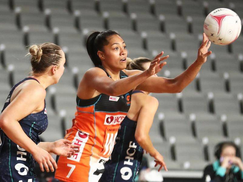 Kristiana Manu'a of the Giants during their Round 12 Super Netball win over the Vixens.