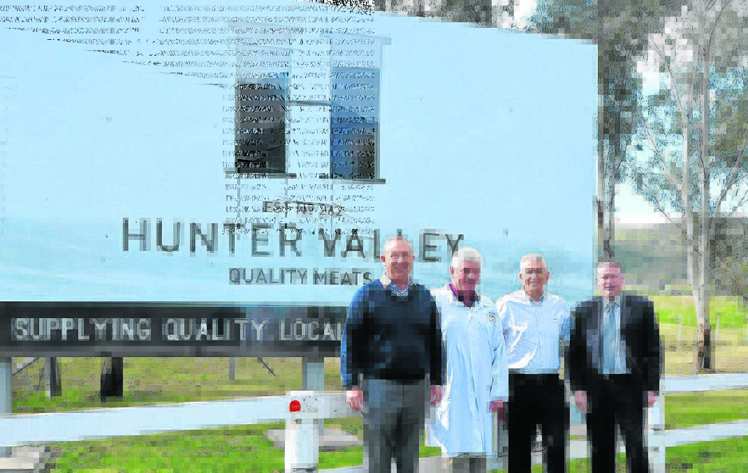 Upper Hunter Shire mayor Michael Johnsen, Hunter Valley Quality Meats chief executive officer Peter Allen, Primo Smallgoods chief executive officer Paul Lederer and Upper Hunter Shire Council general manager Waid Crockett are looking forward to the expansion of the beef production enterprise.