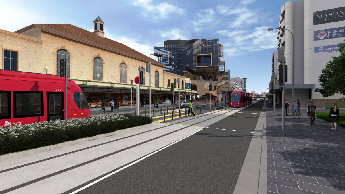 An artists' impression released in February, 2018, of what Newcastle's light rail network is expected to look like.