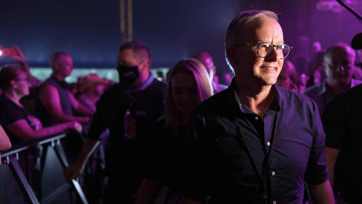 Labor leader Anthony Albanese at Byron Bay Bluesfest on Sunday evening. Picture: Sitthixay Ditthavong