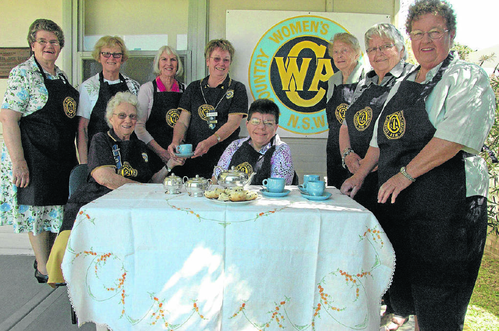 Scone and District Country Women’s Association members (back) Lorraine Gardiner, Carolyn Carter, Sue Lewis, Anne McPhee, Helen Brayley, Val Seymour, Maureen Wilson, (front) Muriel Halsted and Robyn Burston celebrating their history.  