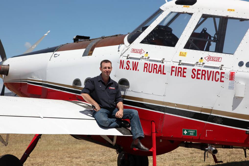 Pilot Mat Baker of Pays Air Service in the Air Tractor 802F he has been flying a lot recently to control bush fires from Kempsey to Warialda.